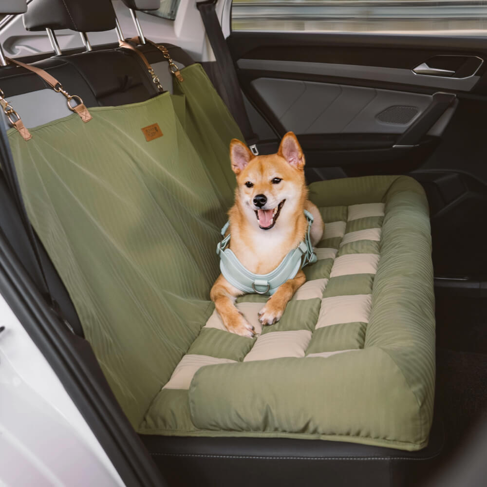 Travel Bolster Safety Back Seat Large Dog Car Seat Bed - Modern Chessboard